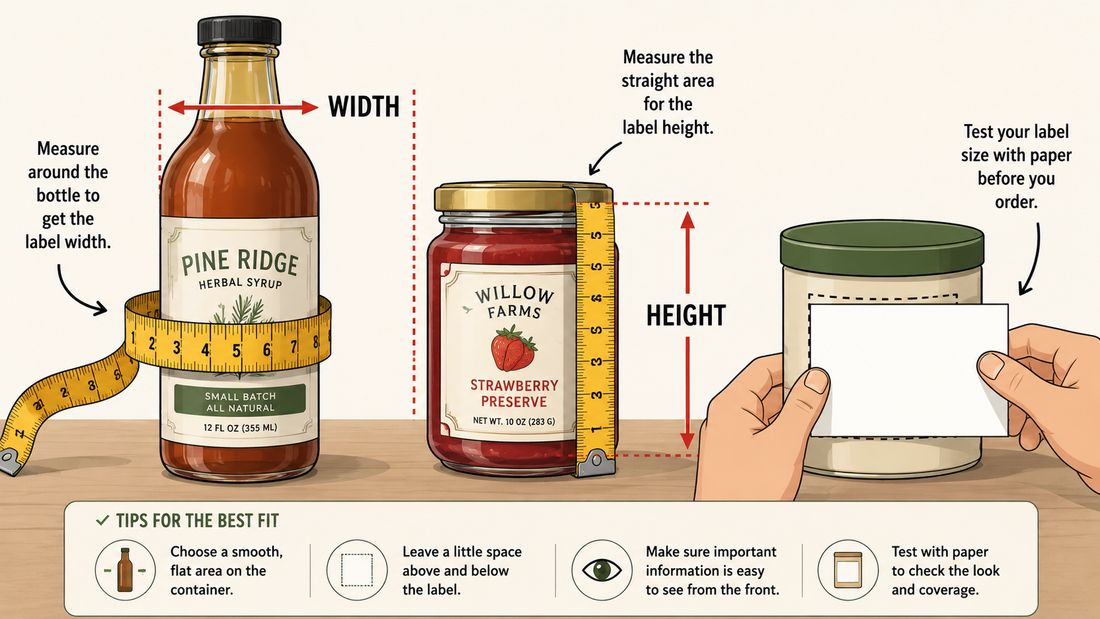 How to measure a bottle and jar to choose the right custom product label size